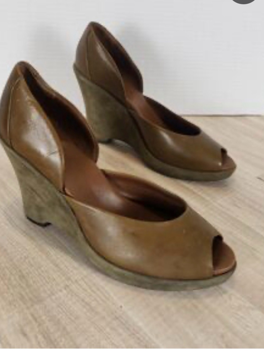Women's Brown Peep-Toe Wedge Heels